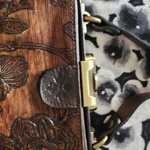 Patricia Nash Vintage Brown Floral Leather Shoulder Bag